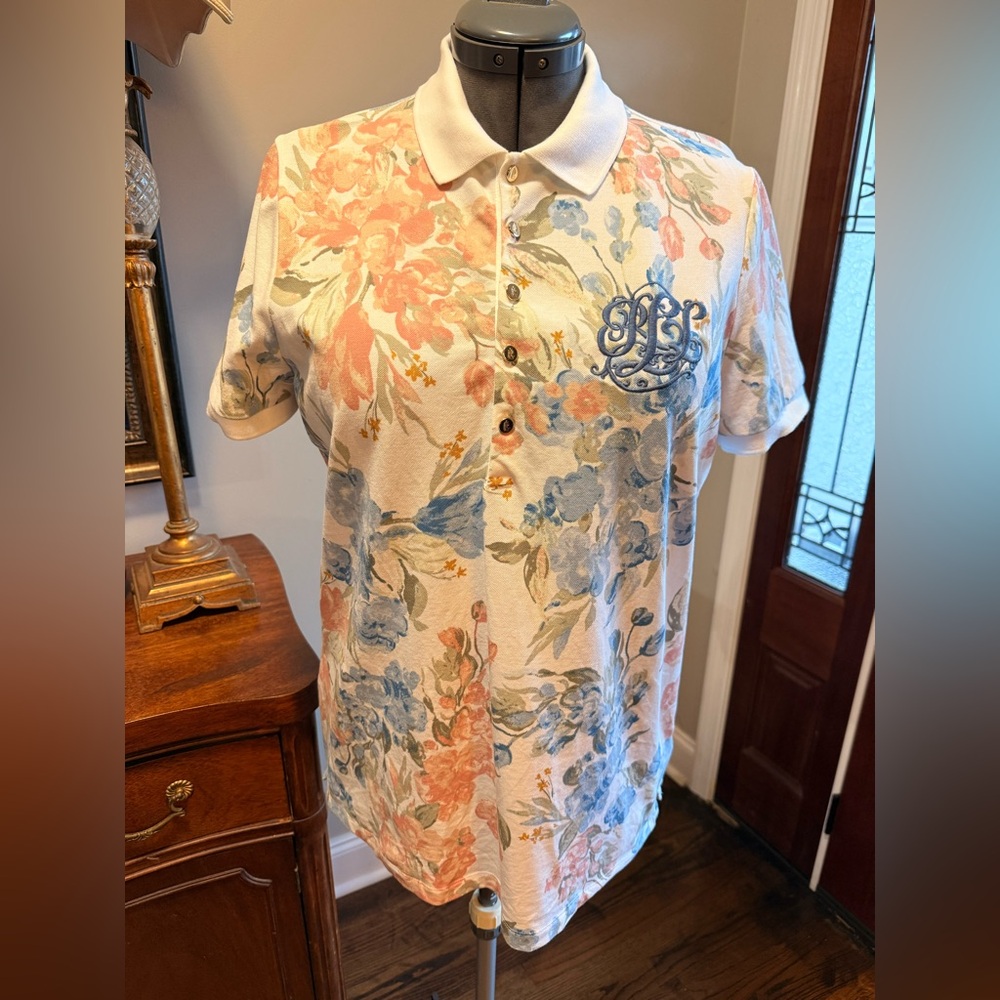 Ralph Lauren Floral Button Down Shirt - Cream, Blue, Pink